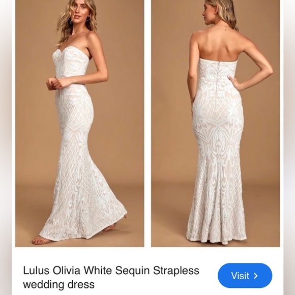 Lulu's White sequin Strapless Olivia Dress - Picture 5 of 15
